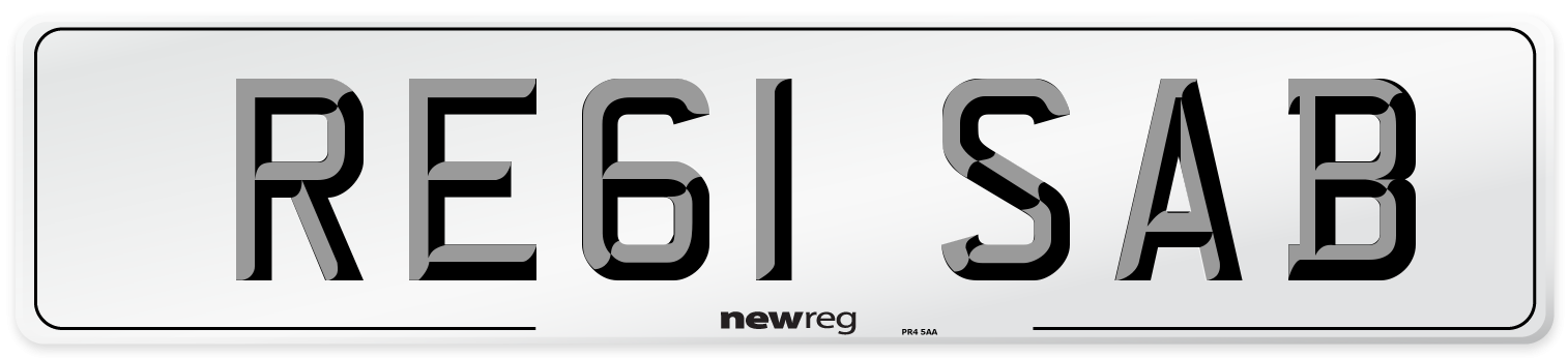 RE61 SAB Number Plate from New Reg